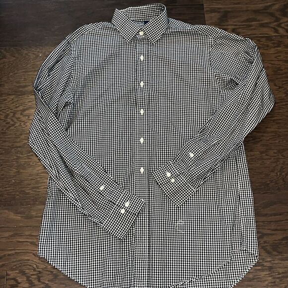 Polo Ralph Lauren Black Gingham Checked Plaid Curran ls cotton shirt 16/L - Picture 1 of 4